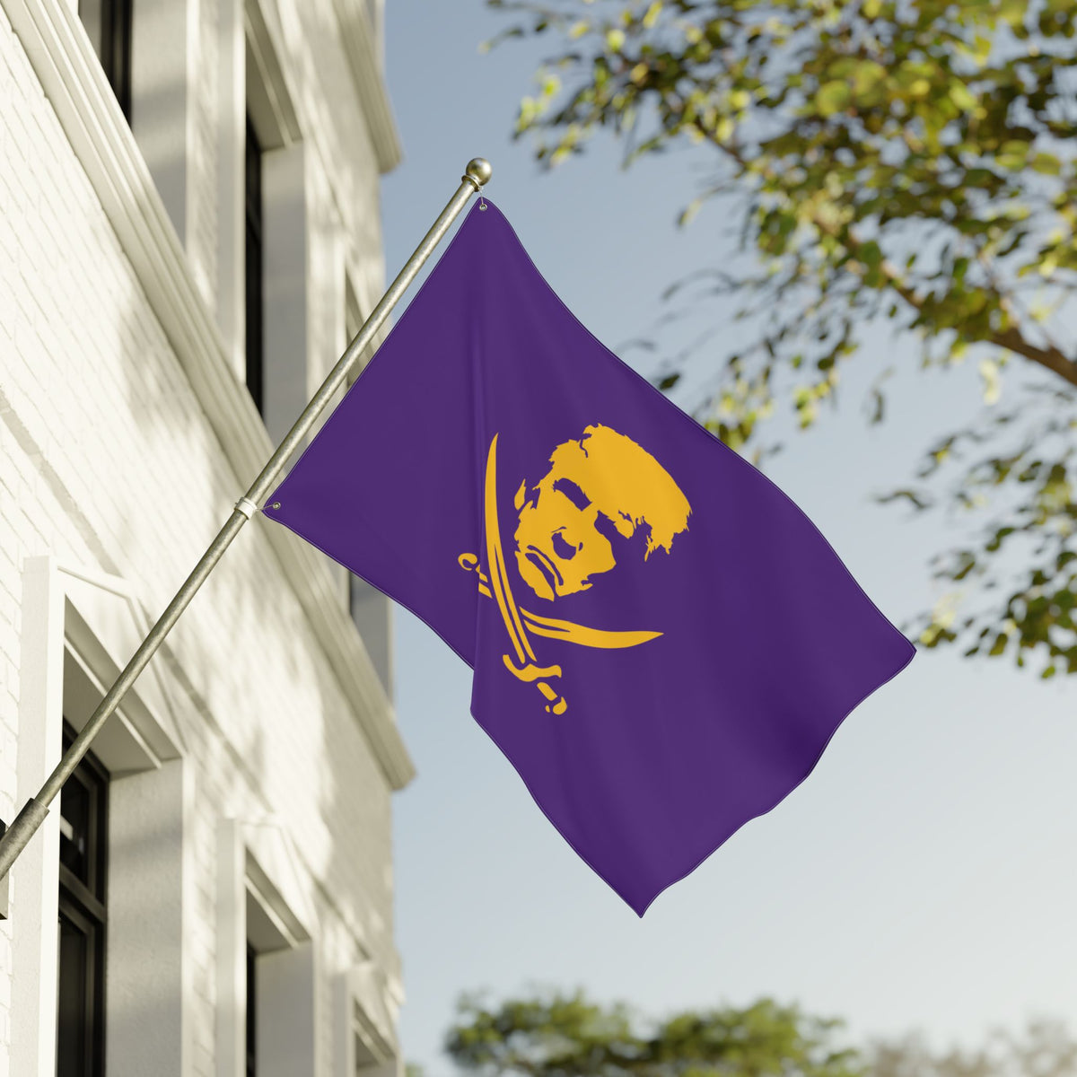 The Jolly Donald Double Sided Flag - Purple and Yellow