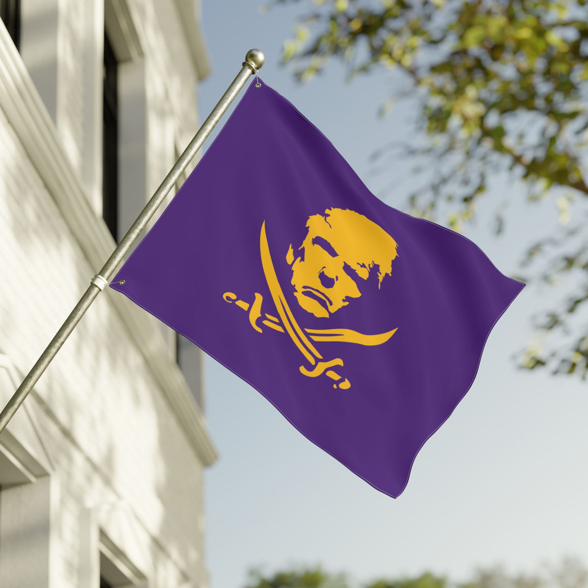 The Jolly Donald Double Sided Flag - Purple and Yellow