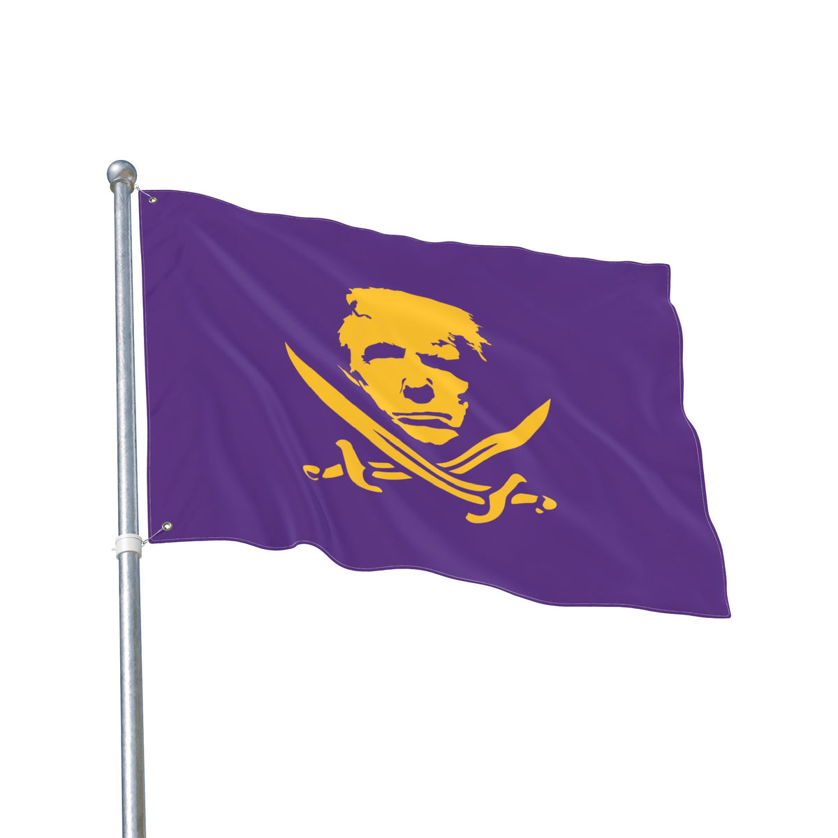 The Jolly Donald Double Sided Flag - Purple and Yellow