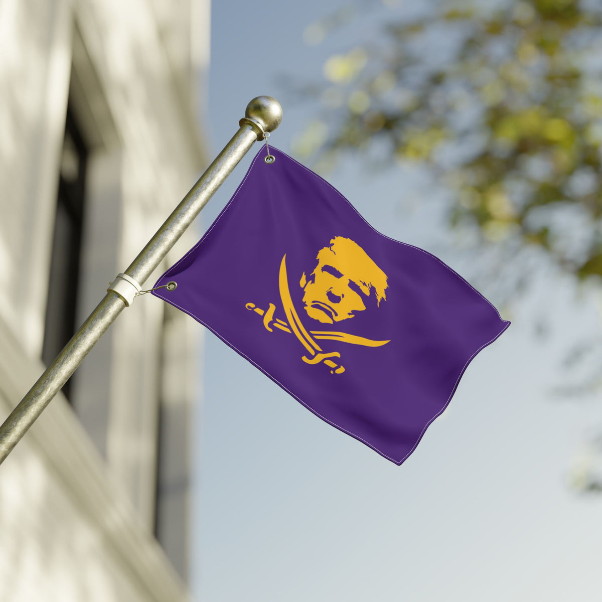 The Jolly Donald Double Sided Flag - Purple and Yellow