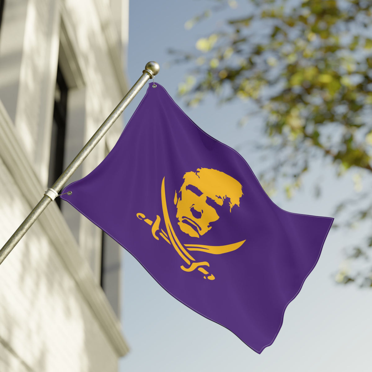 The Jolly Donald Double Sided Flag - Purple and Yellow