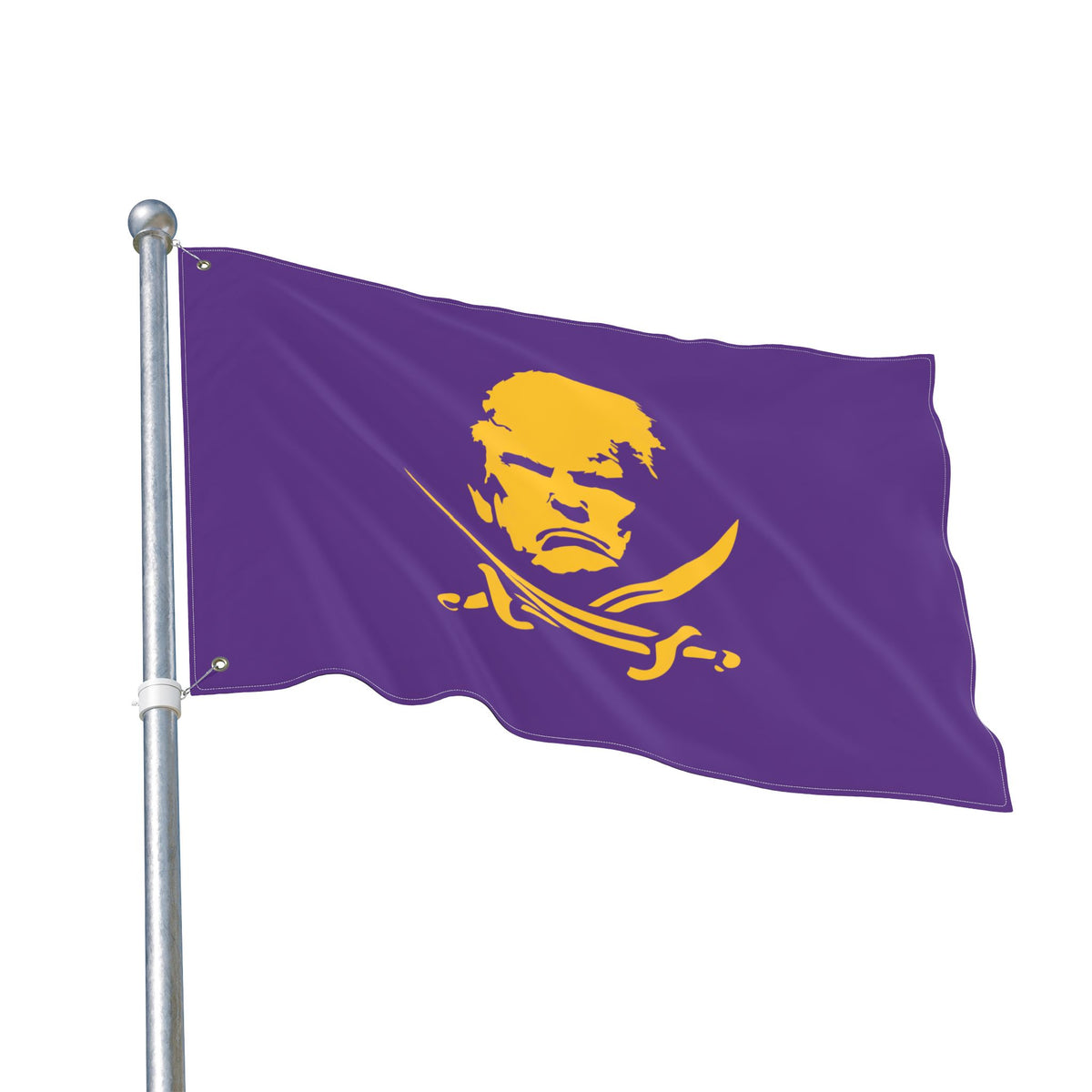 The Jolly Donald Double Sided Flag - Purple and Yellow