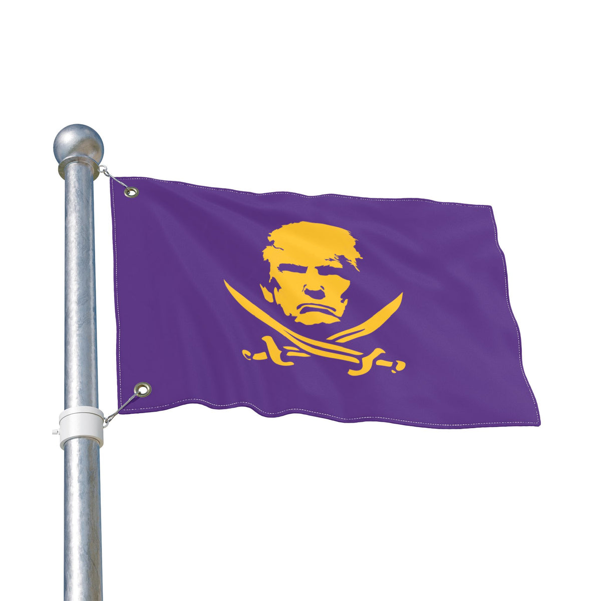 The Jolly Donald Double Sided Flag - Purple and Yellow